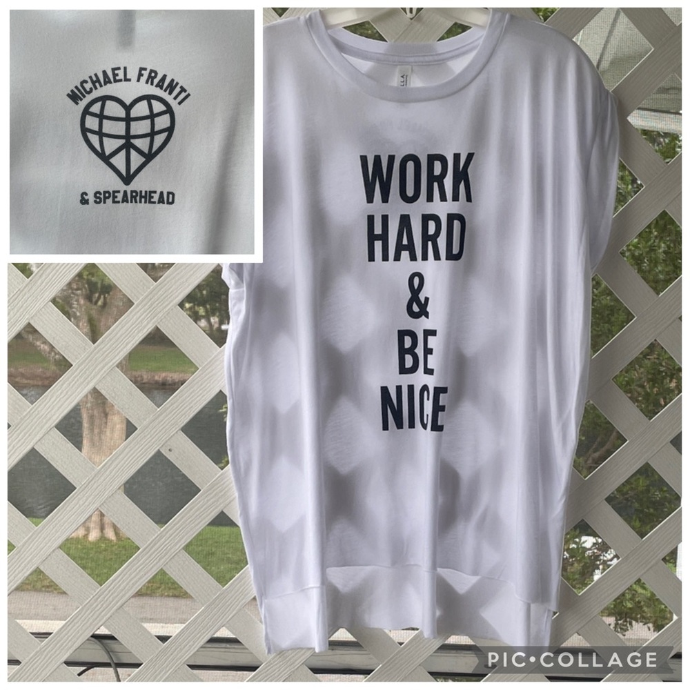 Michael Franti & Spearhead “Work Hard & Be Nice” Fashion T-Shirt